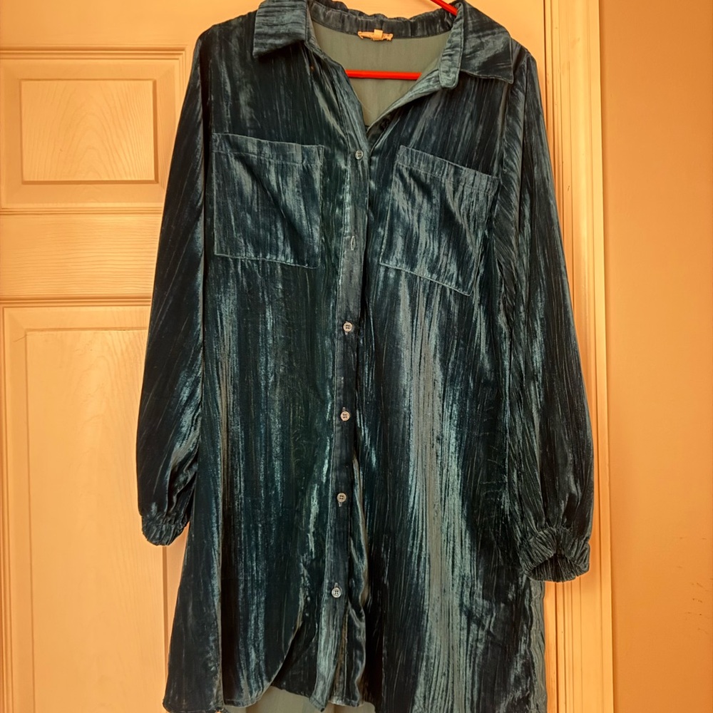 JODIFL Teal Velvet Shirt